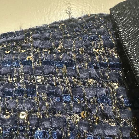 White House Black Market Blue Shimmer Tweed Moto Jacket 4 - Picture 8 of 13